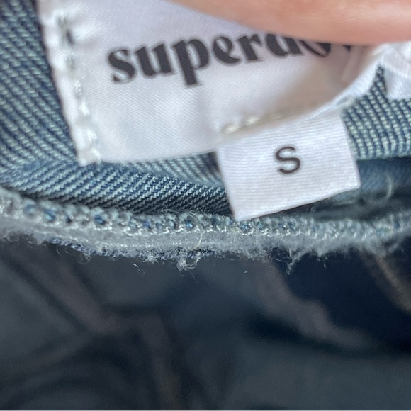 Superdown Revolve Denim Mini Dress Rosette Indigo Blue Size Small - Picture 4 of 4